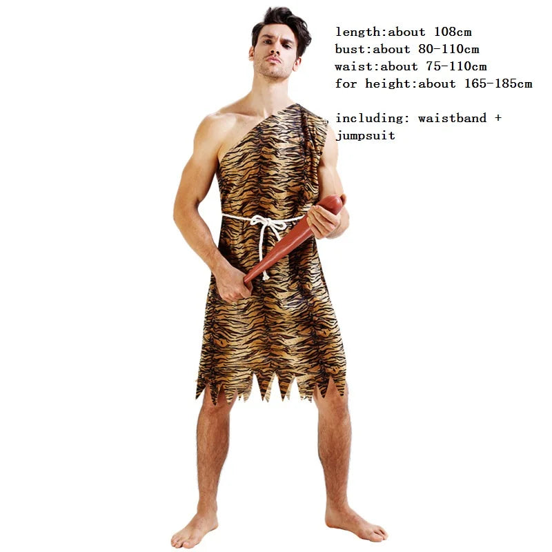 Men Women African Original  Savage Costume Adults Wildman Cosplay Costumes  Carnival Dress Party Decor Halloween