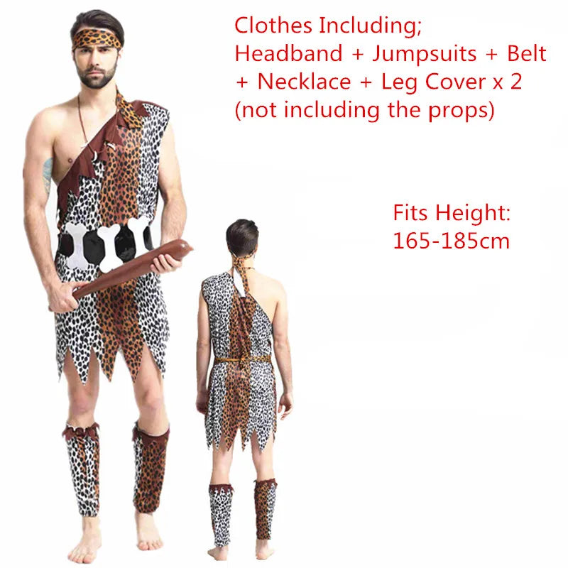 Men Women African Original  Savage Costume Adults Wildman Cosplay Costumes  Carnival Dress Party Decor Halloween