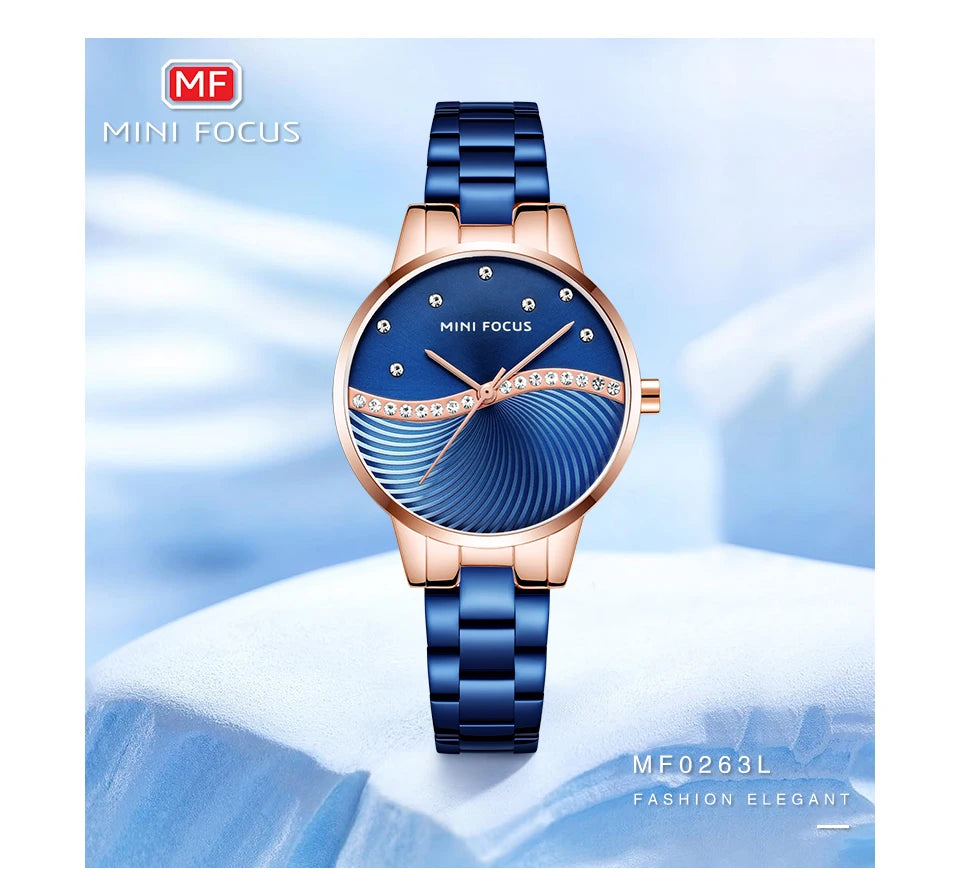 MINI FOCUS Womens Watches Top Brand Luxury Ladies Ultra Thin Watch Stainless Steel Waterproof Clock Quartz Wristwatch Woman 0263