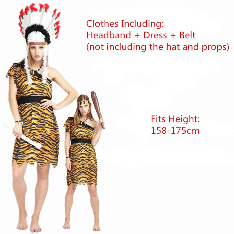Men Women African Original  Savage Costume Adults Wildman Cosplay Costumes  Carnival Dress Party Decor Halloween