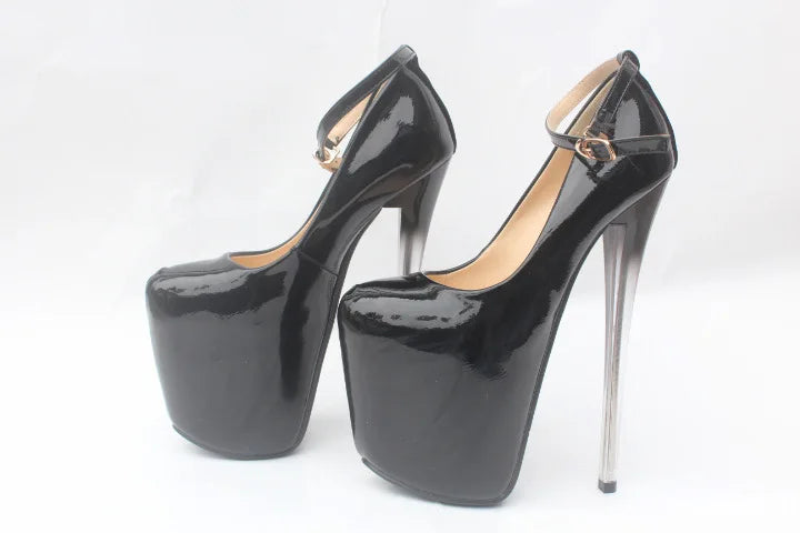 Fashion 19cm Extreme High Heels Platform Sexy Strap Women Pumps Black Nude Heels Evening Party Fetish Shoes Ladies Large Size 50