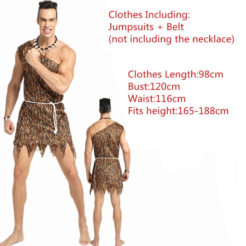 Men Women African Original  Savage Costume Adults Wildman Cosplay Costumes  Carnival Dress Party Decor Halloween