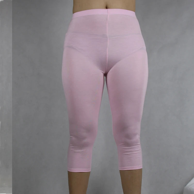 Leggings XS-7XL Summer Legings Women 3/4 Short Legging Pants Thin Women Large Size Stretch Grey Black White Pink 6XL 5XL 4XL 3XL