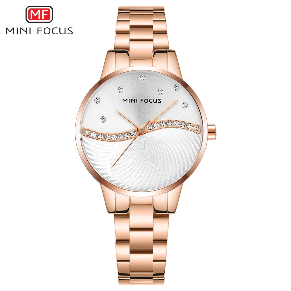 MINI FOCUS Womens Watches Top Brand Luxury Ladies Ultra Thin Watch Stainless Steel Waterproof Clock Quartz Wristwatch Woman 0263