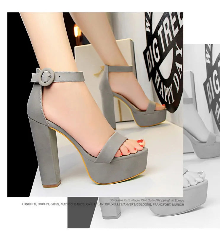 BIGTREE Shoes Women Pumps High Heels Shoes Women Heels Sexy Block Heels Fashion Women Sandals Platform Buckle New Ladies Shoes
