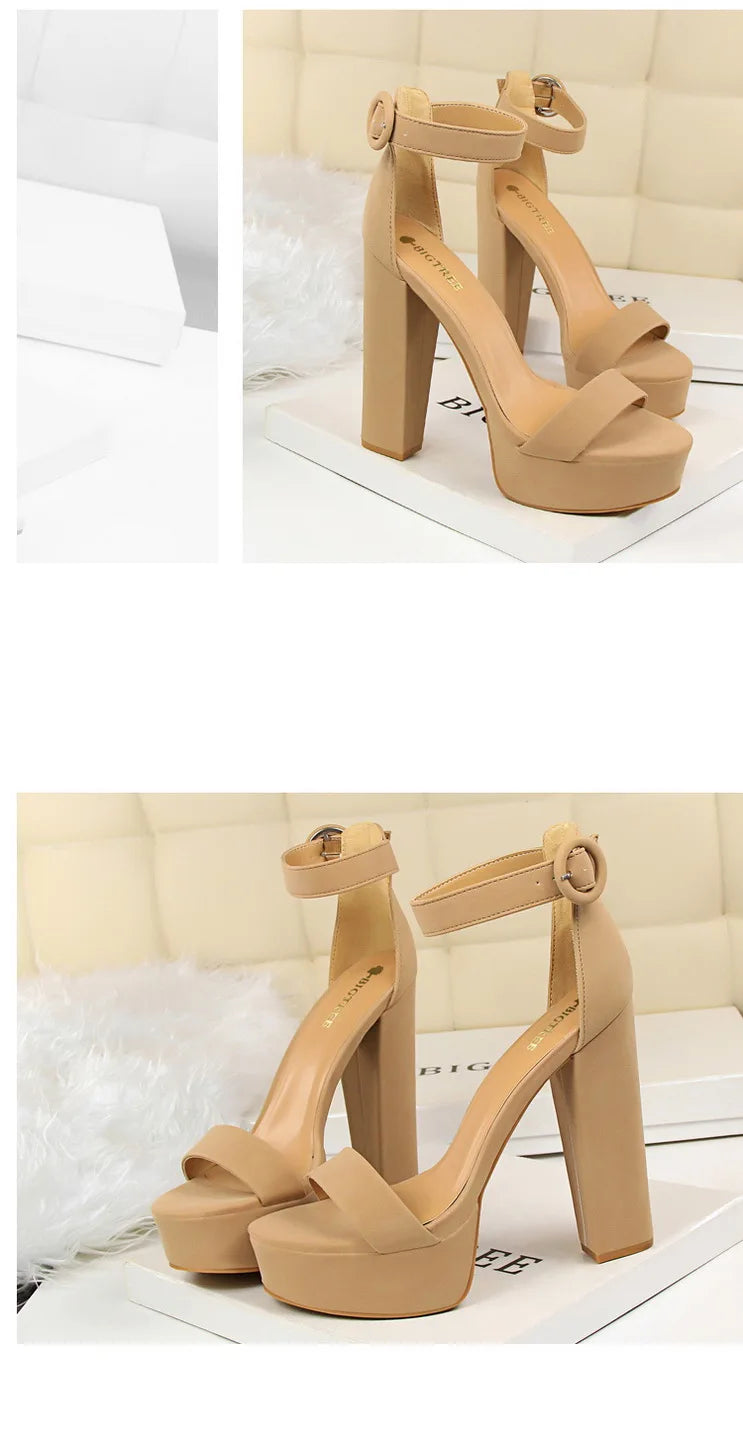 BIGTREE Shoes Women Pumps High Heels Shoes Women Heels Sexy Block Heels Fashion Women Sandals Platform Buckle New Ladies Shoes