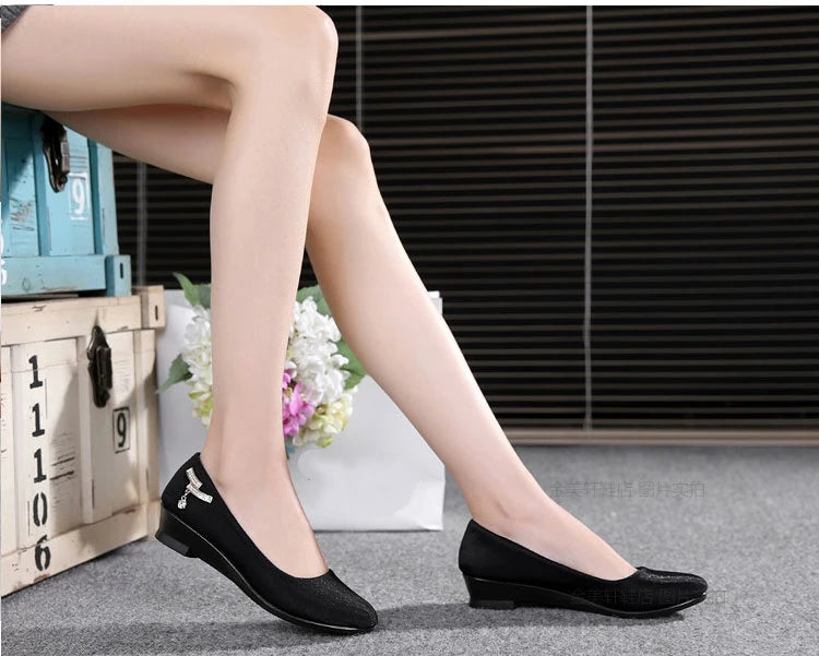 Women Ballet Wedges Shoes Female for Work Cloth Shoes Women Sweet Loafers Slip On Women's Wedges Shoes Oversize New Boat Shoes