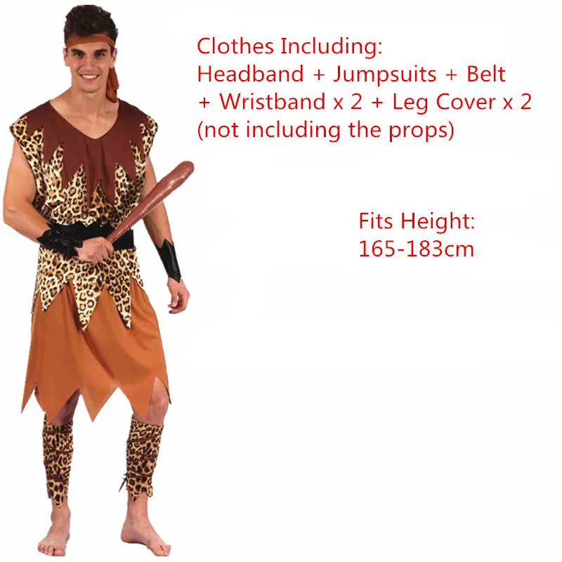 Men Women African Original  Savage Costume Adults Wildman Cosplay Costumes  Carnival Dress Party Decor Halloween