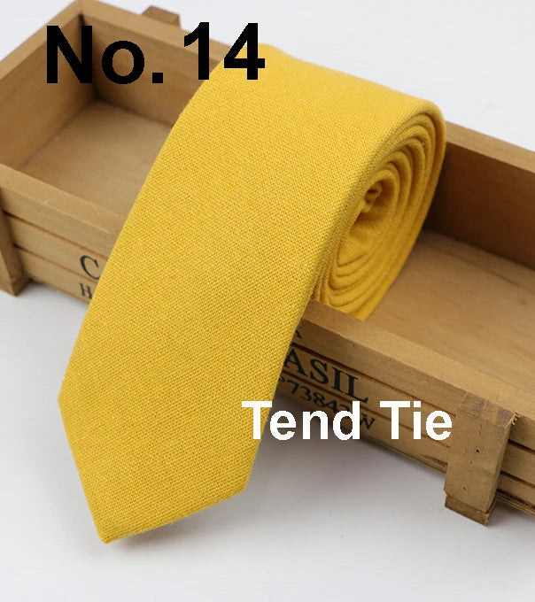 Cotton Ties Men's Solid Color Tie Narrow Necktie Slim Skinny Cravate Narrow Thick Neckties BAZAARHUBO