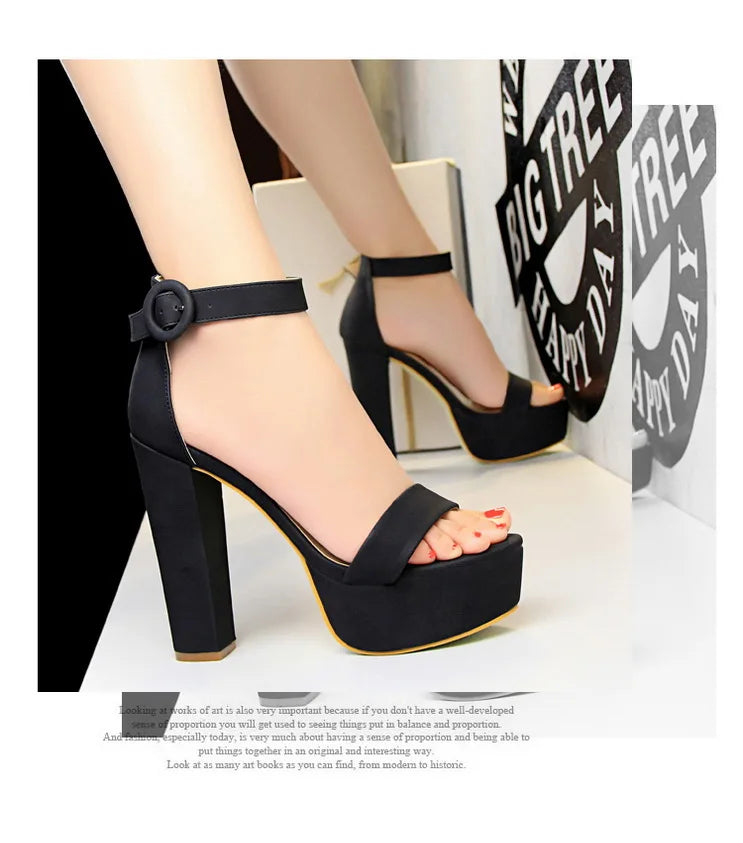 BIGTREE Shoes Women Pumps High Heels Shoes Women Heels Sexy Block Heels Fashion Women Sandals Platform Buckle New Ladies Shoes
