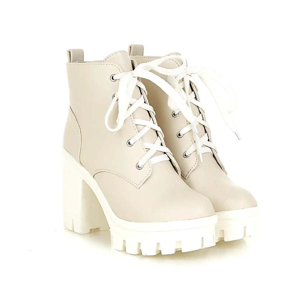 MORAZORA 2024 New Fashion sexy women's ankle boots lace up high heels Punk platform Women autumn winter snow boots ladies shoes