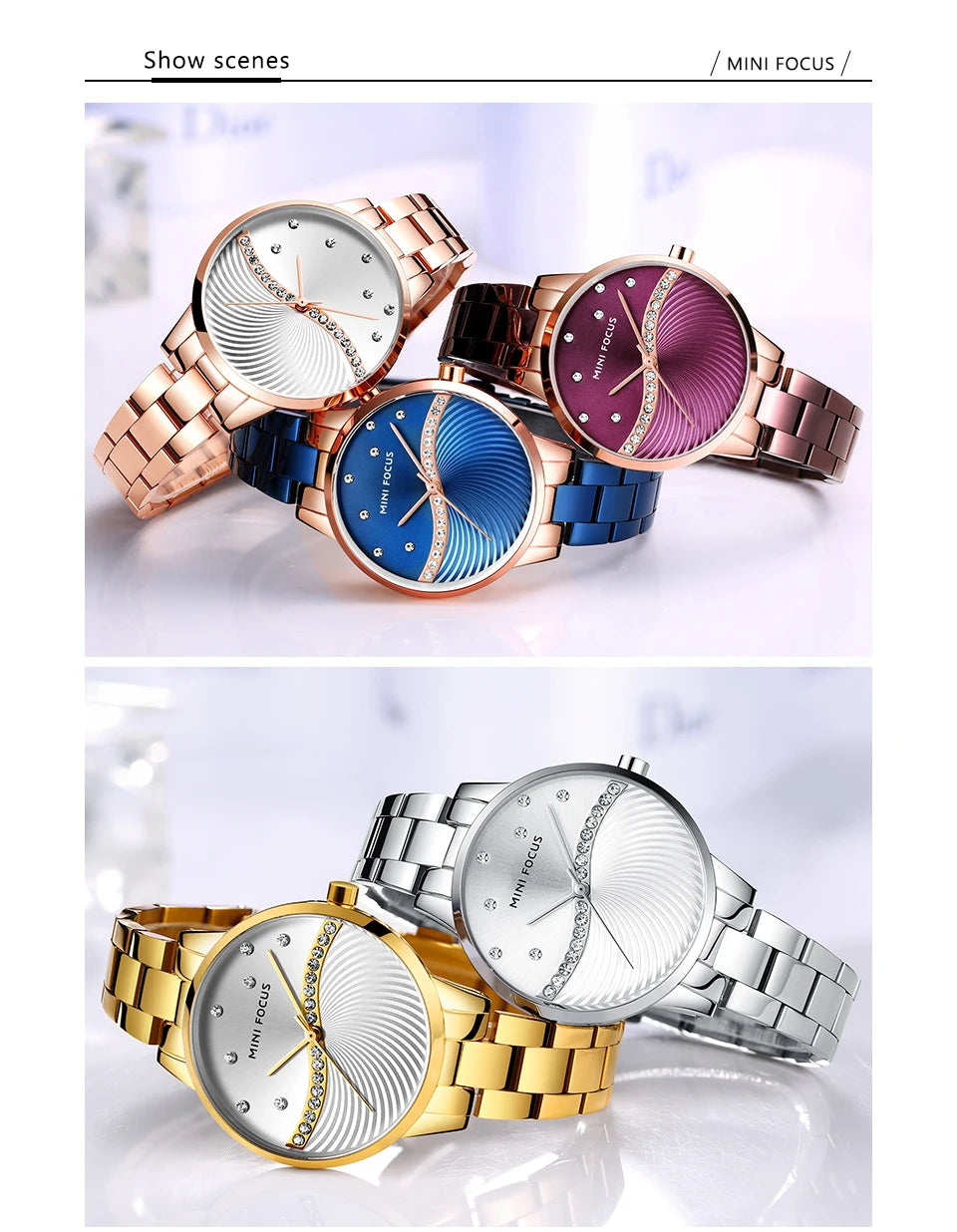 MINI FOCUS Womens Watches Top Brand Luxury Ladies Ultra Thin Watch Stainless Steel Waterproof Clock Quartz Wristwatch Woman 0263