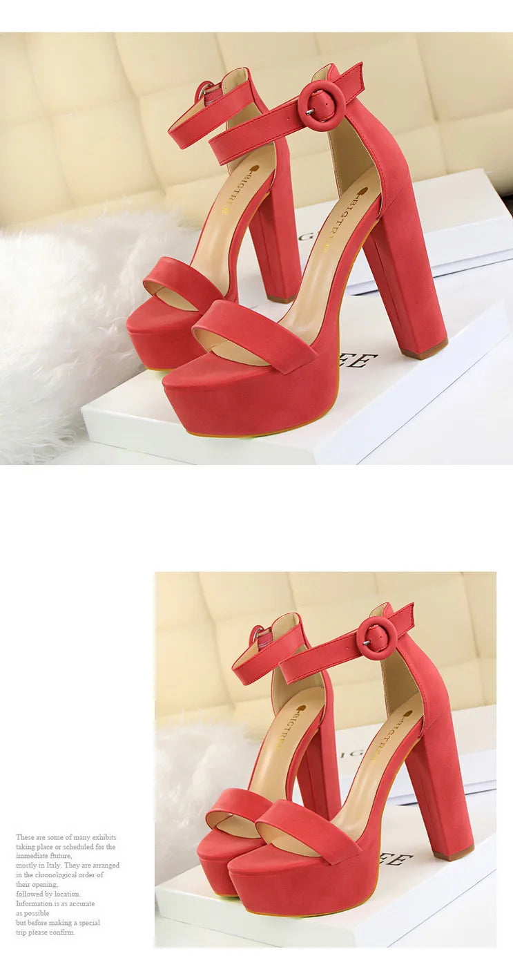 BIGTREE Shoes Women Pumps High Heels Shoes Women Heels Sexy Block Heels Fashion Women Sandals Platform Buckle New Ladies Shoes