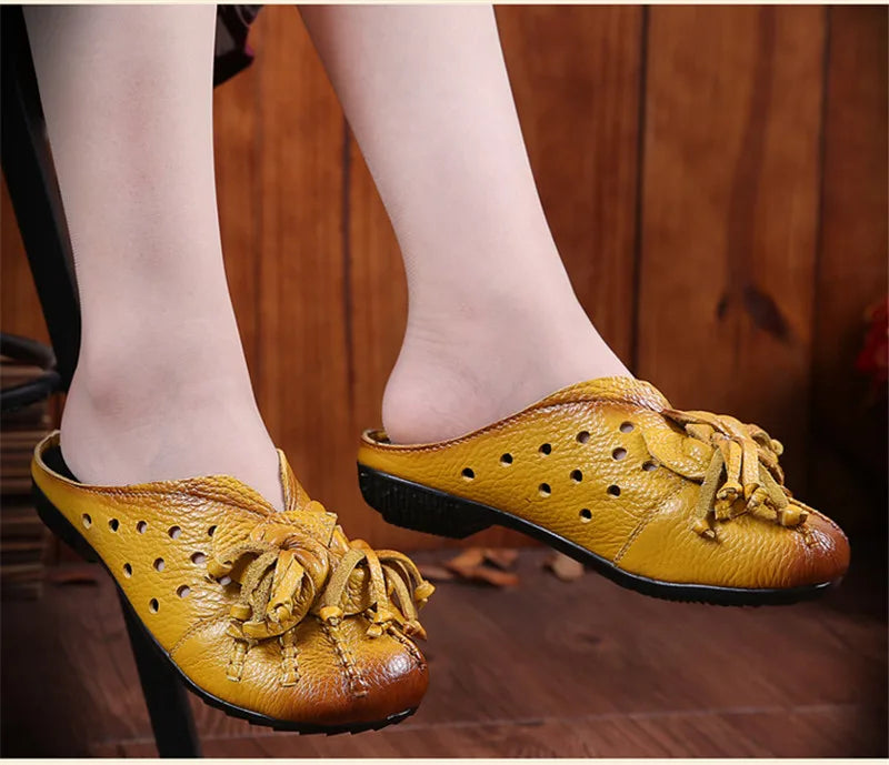 CEYANEAONew national wind fashion women's sandals summer retro skeleton hollow leather shoes selling handmade flowerscasualshoes