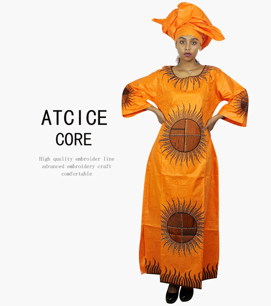African Dresses For Women Dashiki African Bazin Riche Embroidery Design Clothing Fashion Dress