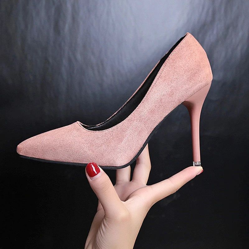 Aphixta Shoes Woman Super High Heels Pumps Nude 10cm Thin Heels Wedding Shoes Party Ladies Shoes US Large Size 48 Classic Pumps