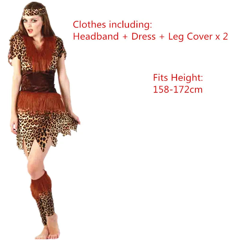 Men Women African Original  Savage Costume Adults Wildman Cosplay Costumes  Carnival Dress Party Decor Halloween