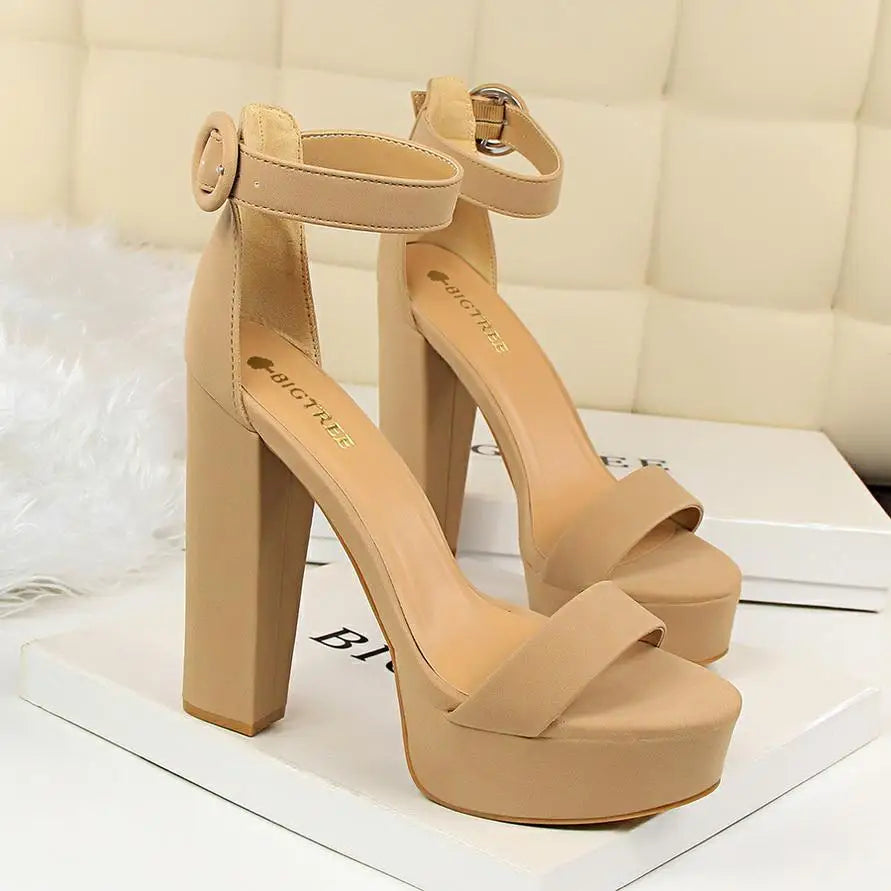 BIGTREE Shoes Women Pumps High Heels Shoes Women Heels Sexy Block Heels Fashion Women Sandals Platform Buckle New Ladies Shoes