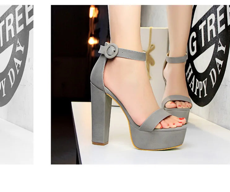 BIGTREE Shoes Women Pumps High Heels Shoes Women Heels Sexy Block Heels Fashion Women Sandals Platform Buckle New Ladies Shoes
