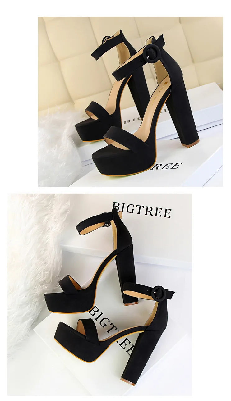 BIGTREE Shoes Women Pumps High Heels Shoes Women Heels Sexy Block Heels Fashion Women Sandals Platform Buckle New Ladies Shoes