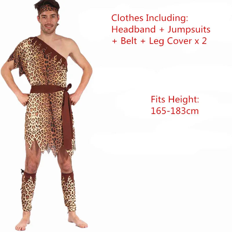 Men Women African Original  Savage Costume Adults Wildman Cosplay Costumes  Carnival Dress Party Decor Halloween