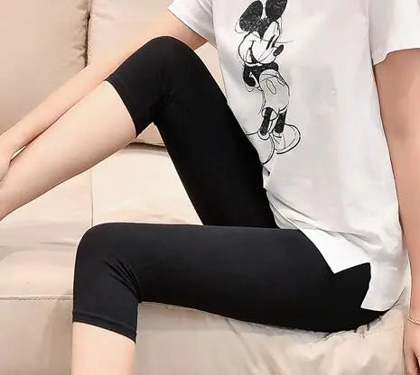 Leggings XS-7XL Summer Legings Women 3/4 Short Legging Pants Thin Women Large Size Stretch Grey Black White Pink 6XL 5XL 4XL 3XL