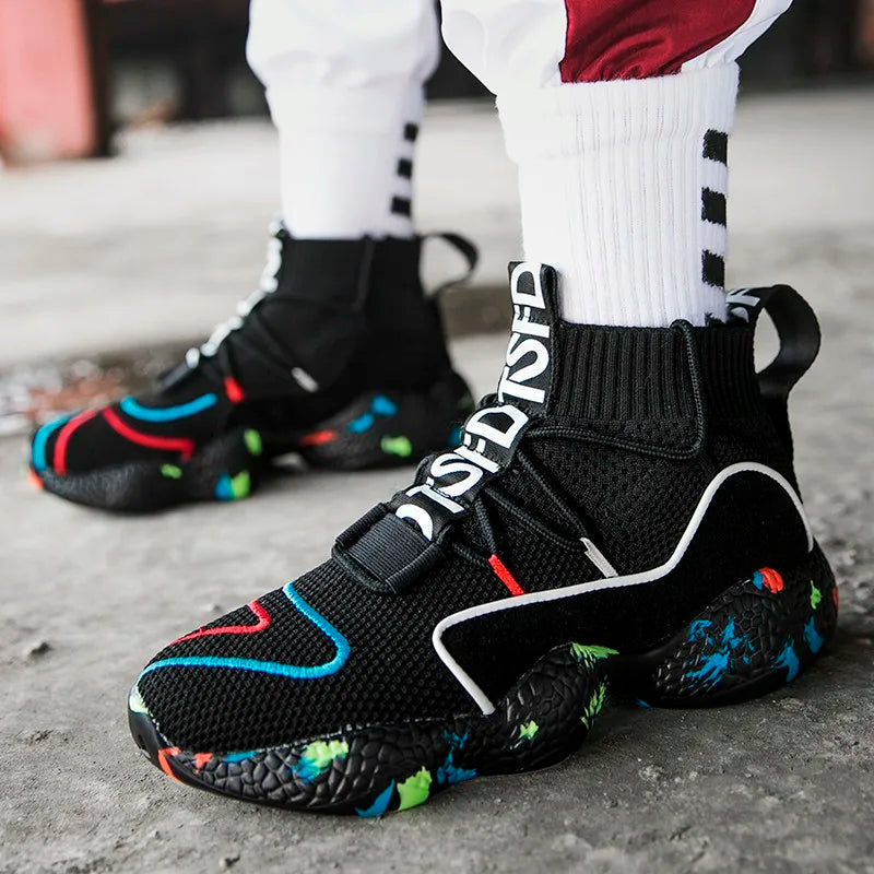Fashion Men & Women Casual Platform White Breathable Mesh Anti-Slip Sneakers Running Shoes Autumn Winter Trend