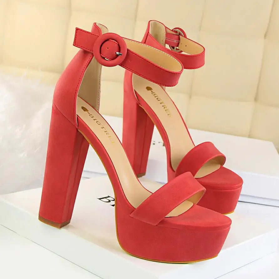 BIGTREE Shoes Women Pumps High Heels Shoes Women Heels Sexy Block Heels Fashion Women Sandals Platform Buckle New Ladies Shoes