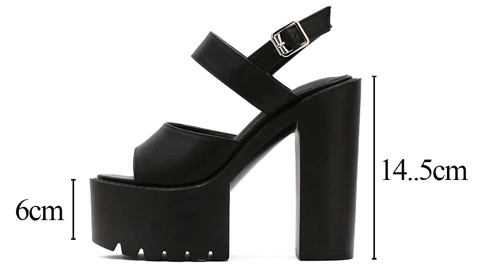 Gdgydh Black White Sandals Woman Extreme High Heels 2022 New Summer Ankle Strap Soft Leather Ladies Summer Shoes Platform Buckle