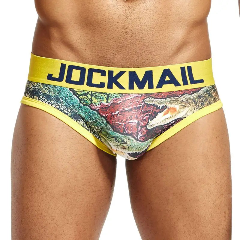 Animal Cartoon Print Men Underwear Nylon Ice Silk Sexy Men Briefs Breathable Slip Cueca Gay Male Panties Underpants Briefs