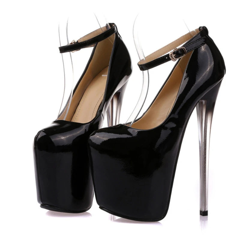 Fashion 19cm Extreme High Heels Platform Sexy Strap Women Pumps Black Nude Heels Evening Party Fetish Shoes Ladies Large Size 50