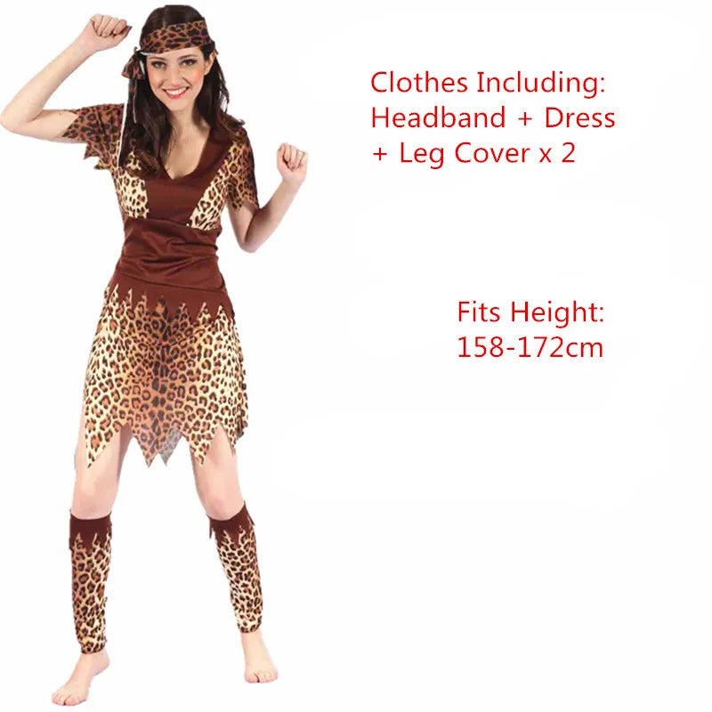 Men Women African Original  Savage Costume Adults Wildman Cosplay Costumes  Carnival Dress Party Decor Halloween