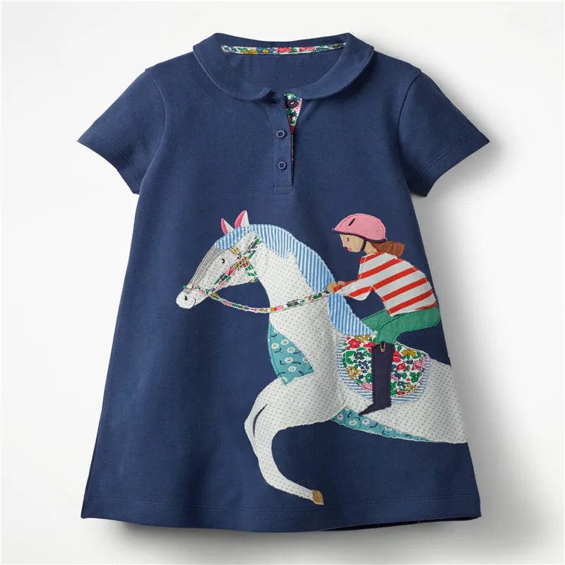 Dresses with collar baby girls clothing dresses horse girls Princess Flower Girl Dress Summer Tutu Wedding Birthday Party Dress
