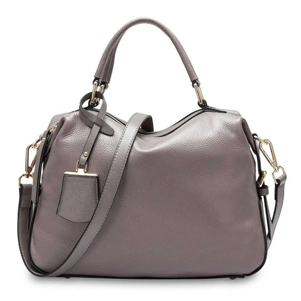 Zency Fashion 100% Genuine Leather Women's Tote Bag Boston Charm Crossbody Messenger Handbag Luxury Shoulder Purse for Females