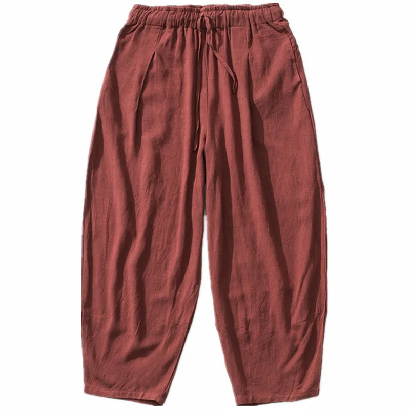 2026 Autunm men's plus size M- 5XL 6XL 7XL cotton linen pants,Fashion streetwear wide leg  Harem Hip Hop Trousers large size