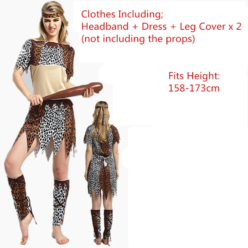 Men Women African Original  Savage Costume Adults Wildman Cosplay Costumes  Carnival Dress Party Decor Halloween