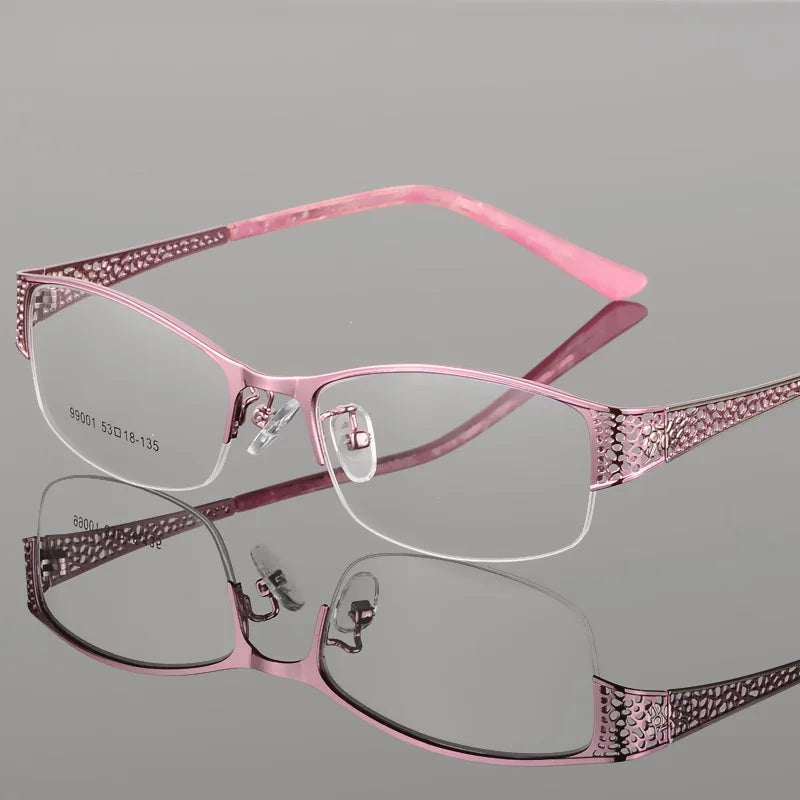 BCLEAR Elegant Half Rimless Eyeglasses Frame Optical Prescription Semi-Rim Glasses Spectacle Frame For Women's Eyewear Female BAZAARHUBO