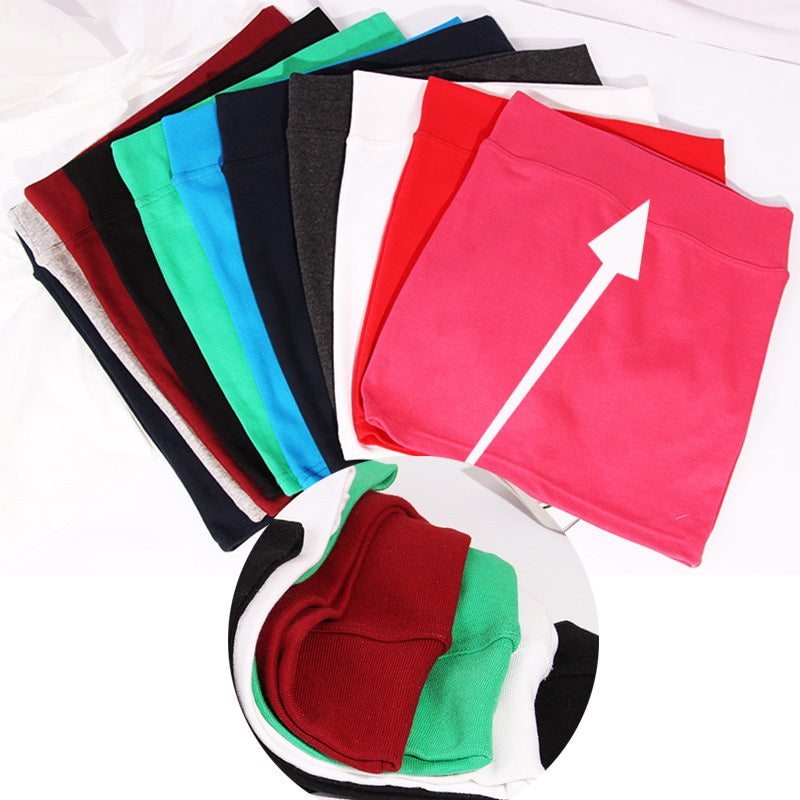 Women High Waist Skirt Elastic Waist Korean Style Solid Color Knee Length