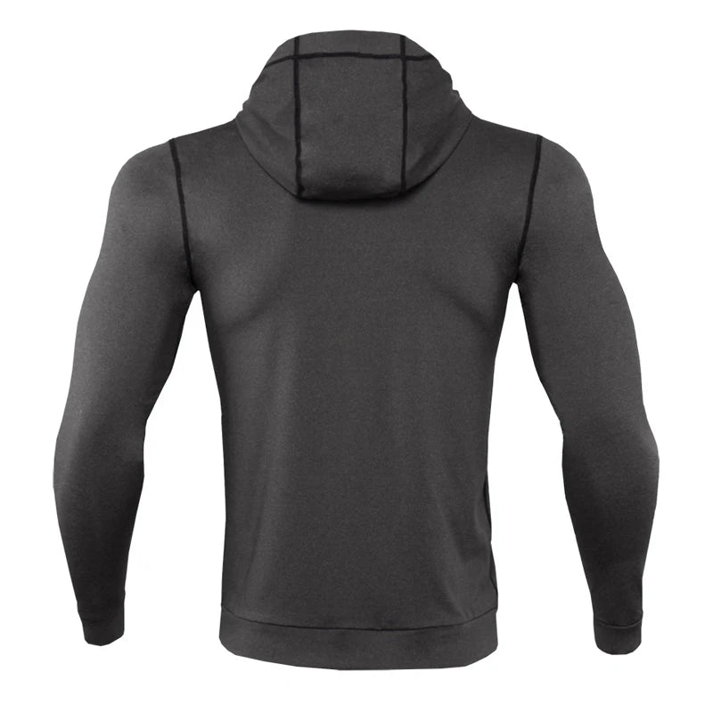 New Mens Running Jackets Fitness Sports Coat Hooded Tight Hoodie Gym Soccer Training Run Jogging Jackets Reflective Zipper Shirt