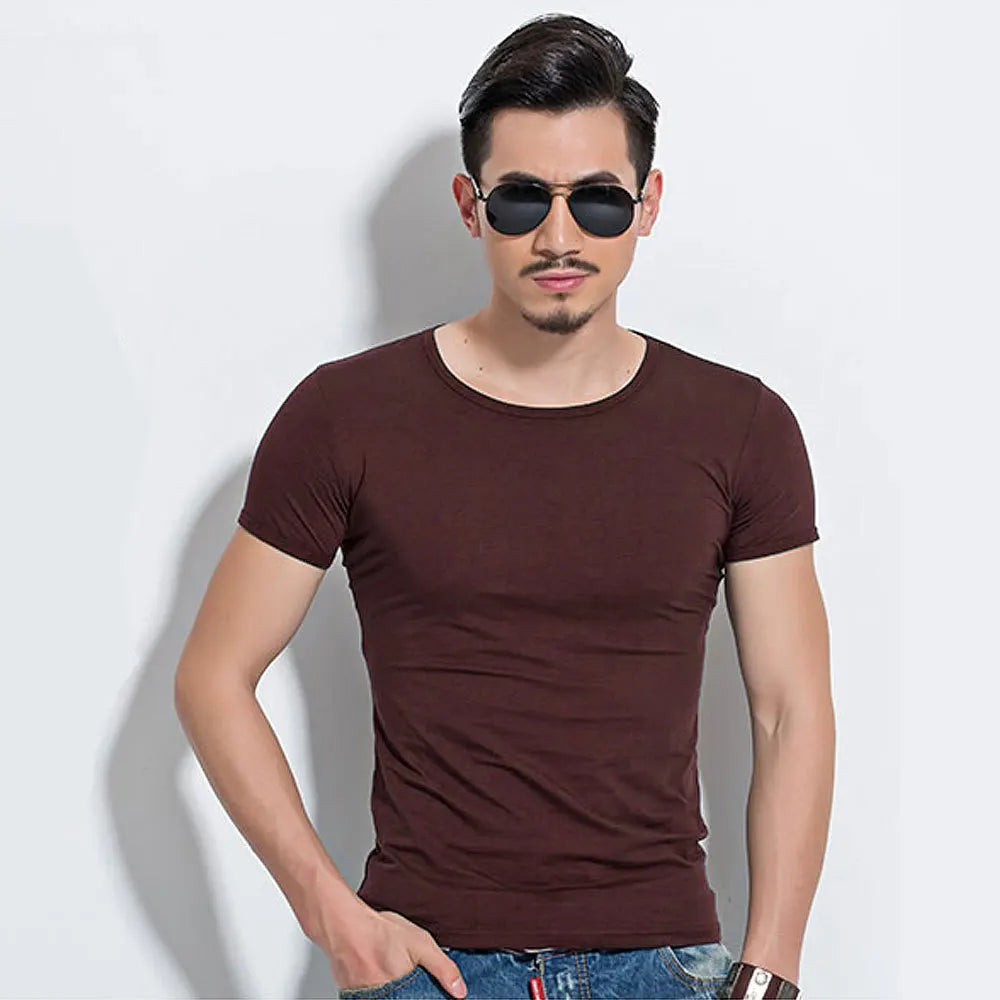 Men's T Shirt Short Sleeve Men T-Shirt O-Neck Slim Solid Color Half Sleeved Man Tops Tee Shirt 2026 MRMT Men T Shirt Clothing