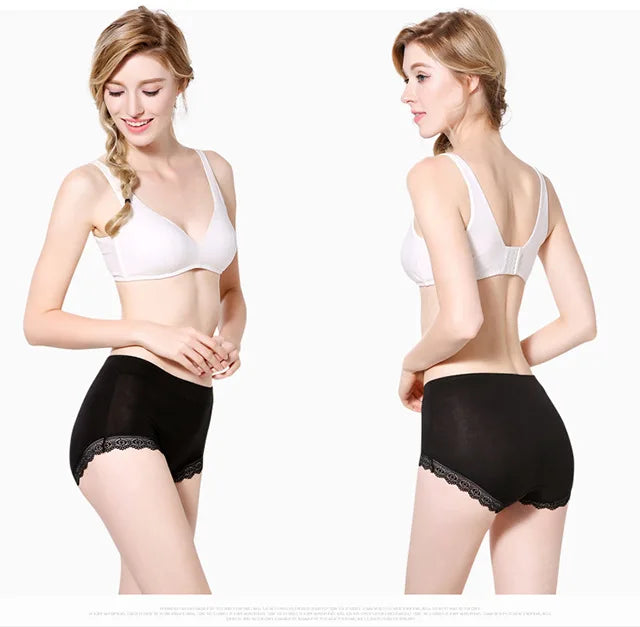 Women's Cotton Underwear Sexy Lace Panties Plus Size Fashion Solid Color  Briefs High Waist Seamless Underpants Female Lingerie