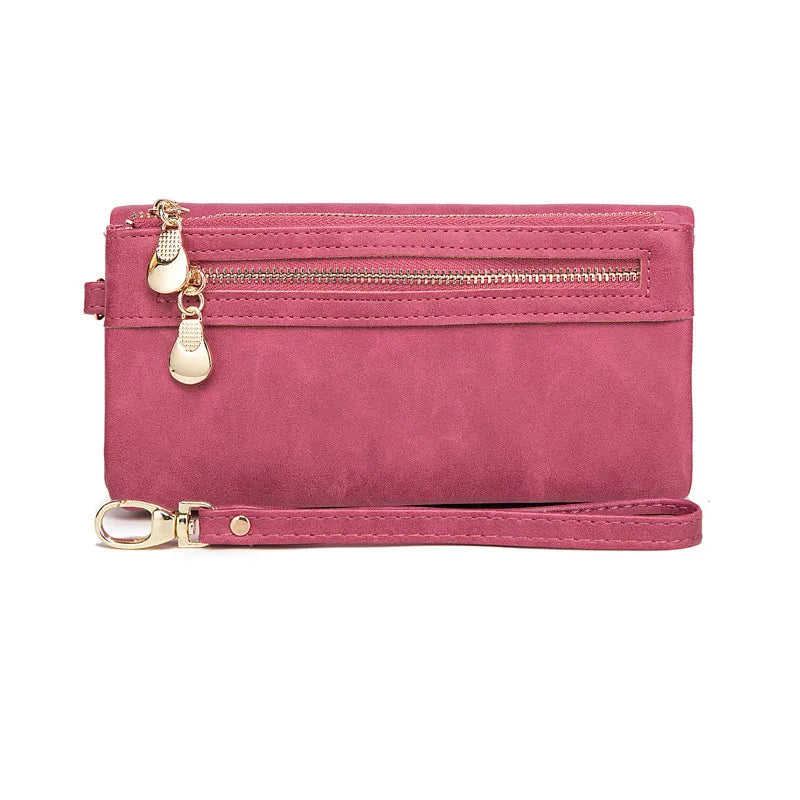 PUOU 2026 Fashion Zipper Purses Women's Wallets Envelop Long Wallet Women Long Section Clutch Wallet Soft PU Leather Money Bag
