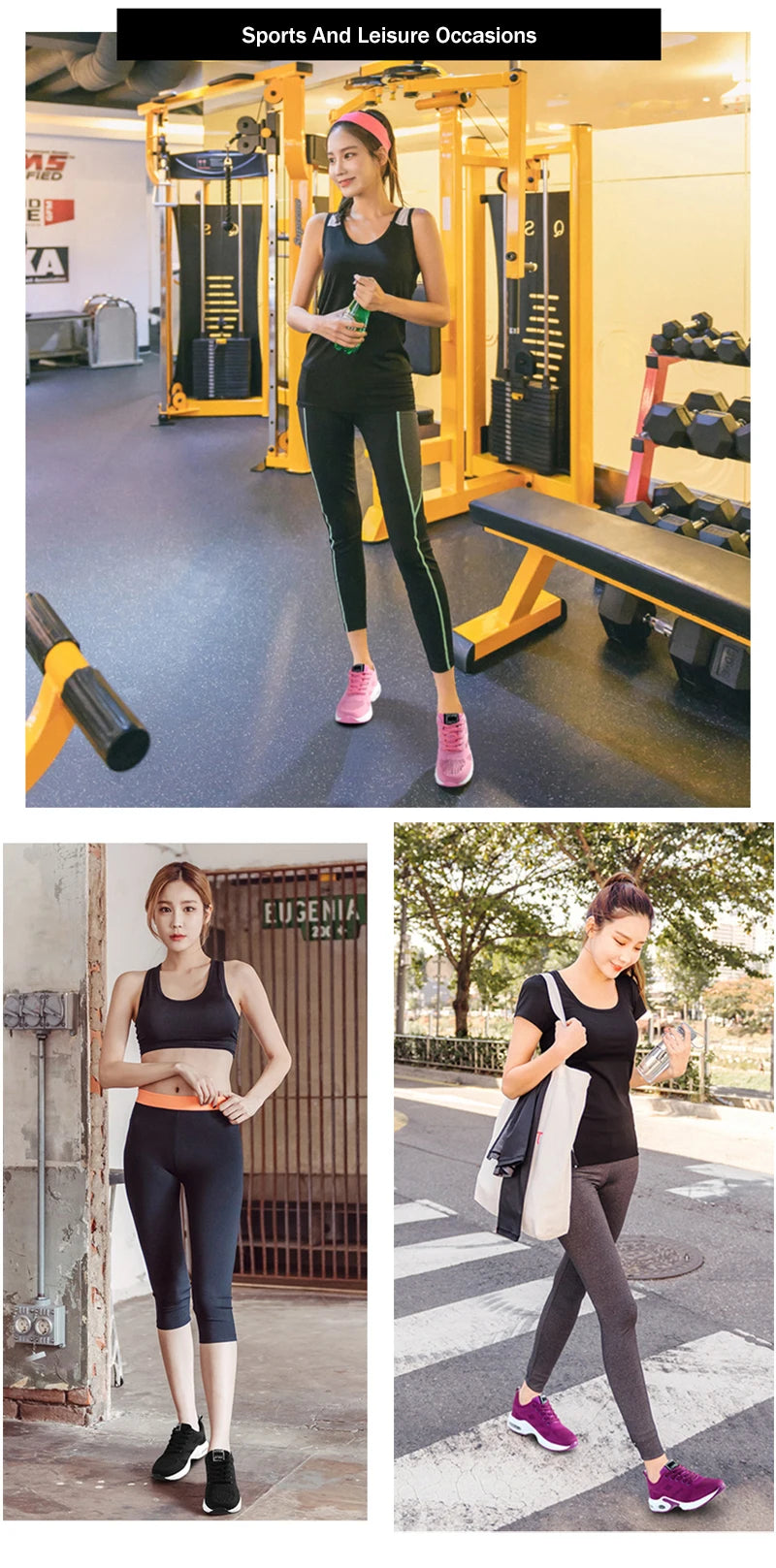 Women's Fashion Air Cushion Sports Running Flat Soft Bottom Sneaker Mesh Breathable Casual Shoes