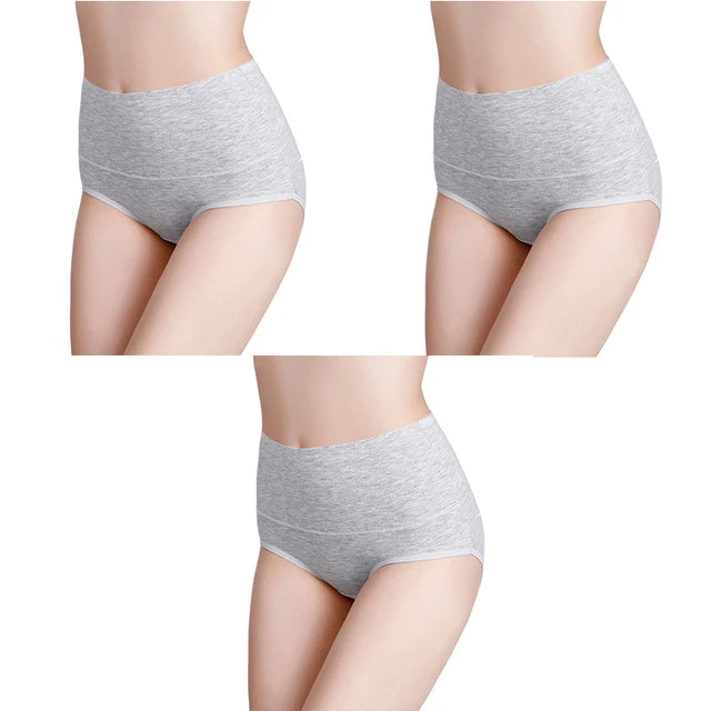 3Pcs Women's Panties Plus Size High Waist Underwear Female Sexy Lingerie Cotton Brief Gril Underpant Breathable Intimates Ladies