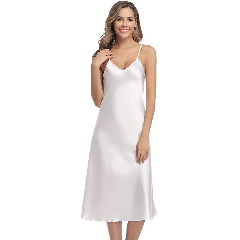 Summer Nightdress Ruffles Lady Nightwear Nightgown Satin Spaghetti Straps Skirt Intimate Lingerie Sexy Home Clothes Bathrobe