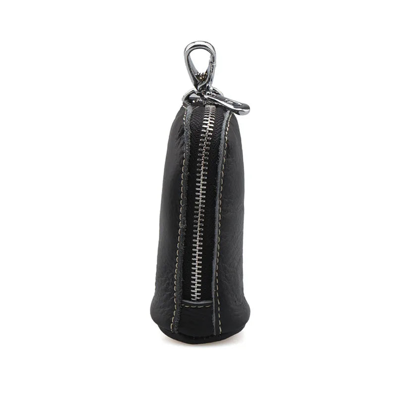 Soft  Genuine Cow Leather Housekeeper Small Round Columnar Key Holder Car Key Wallet Coin Pouch Purse key bag
