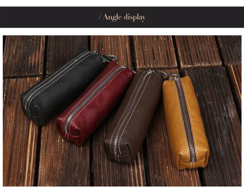 EISIPURI Genuine Cow Leather Men Women Key Bag Small Business Kay Case Women Housekeepers Wholesale purse keychain wallet