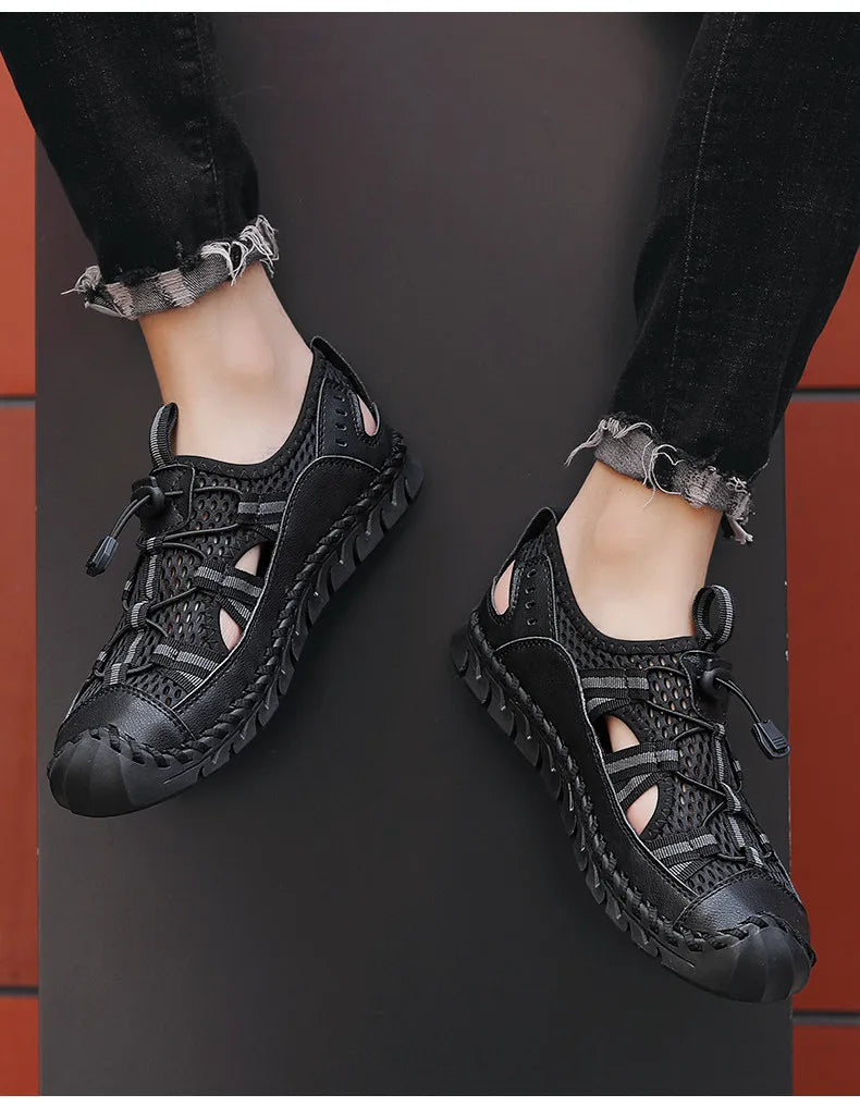 Hot Sale Summer Men's Sandals Outdoor Non-slip Men's Beach Sandals Handmade Genuine Leather Men's Shoes Fashion Men Sneakers