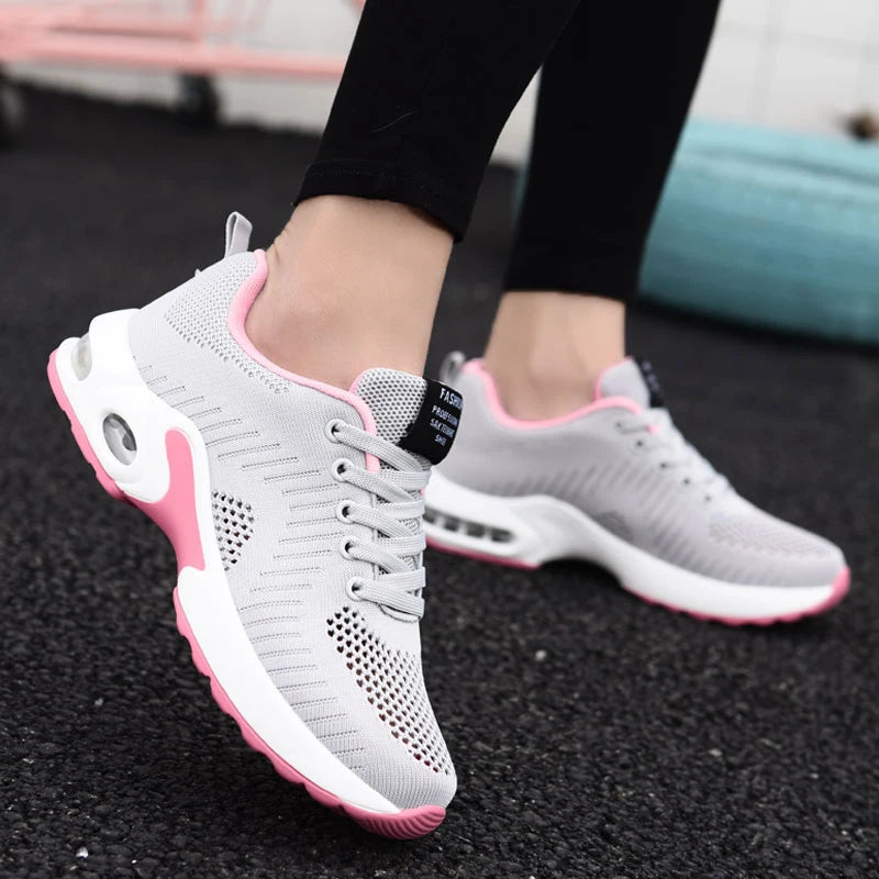 Women Platform Sneakers 2023 Red Height Increasing Sport Casual Running Shoes Femme Spring Mesh Walking Shoes Feminino Zapatos