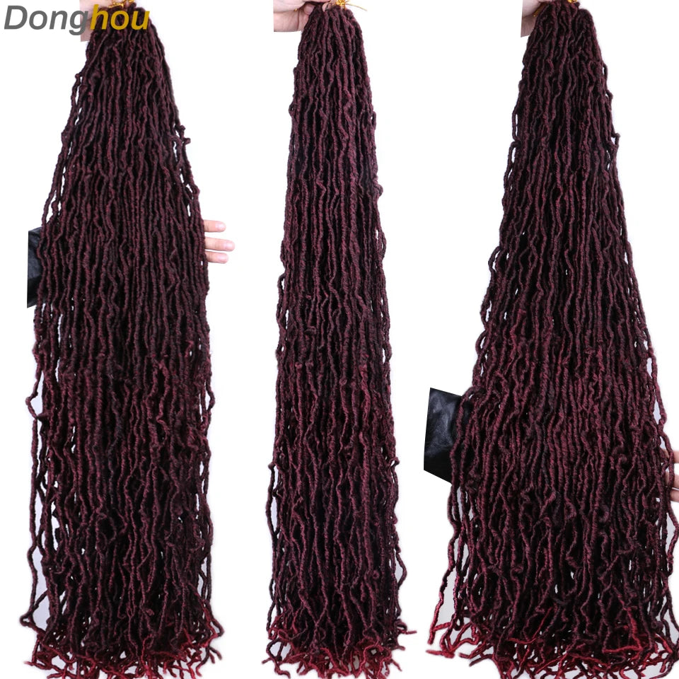 Long Goddess Faux Locks Crochet Braids Brown Blue 1B 30 350 Soft Locs Braiding Hair Synthetic Faux Locs Crochet Hair Extensions